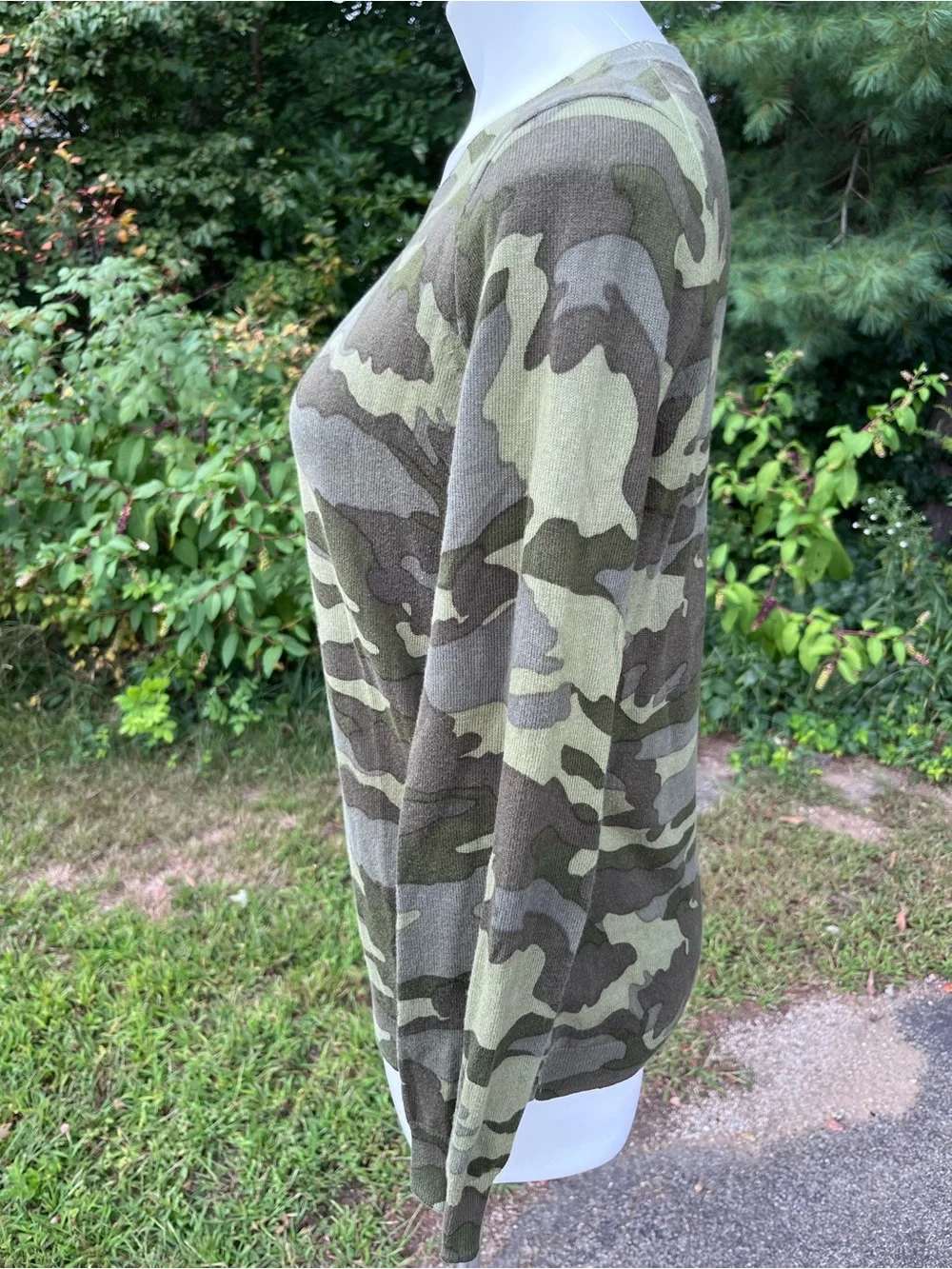 J Crew Teddie camo knit long sleeve top size M